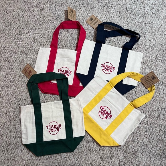 NEW Trader Joe’s Mini Tote Bag SET of Four- Viral Limited Edition- Almost Gone!! - Picture 11 of 12